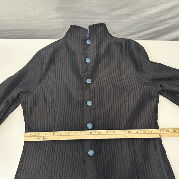 Vintage 80s Women’s Pleats Reversible Jacket Iridescent Green Black Asian Style - Picture 8 of 10